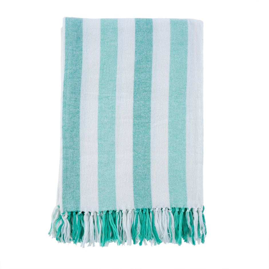 Cabana Stripe Throw Turquoise – Living Out Loud Gifts | Miramichi River ...